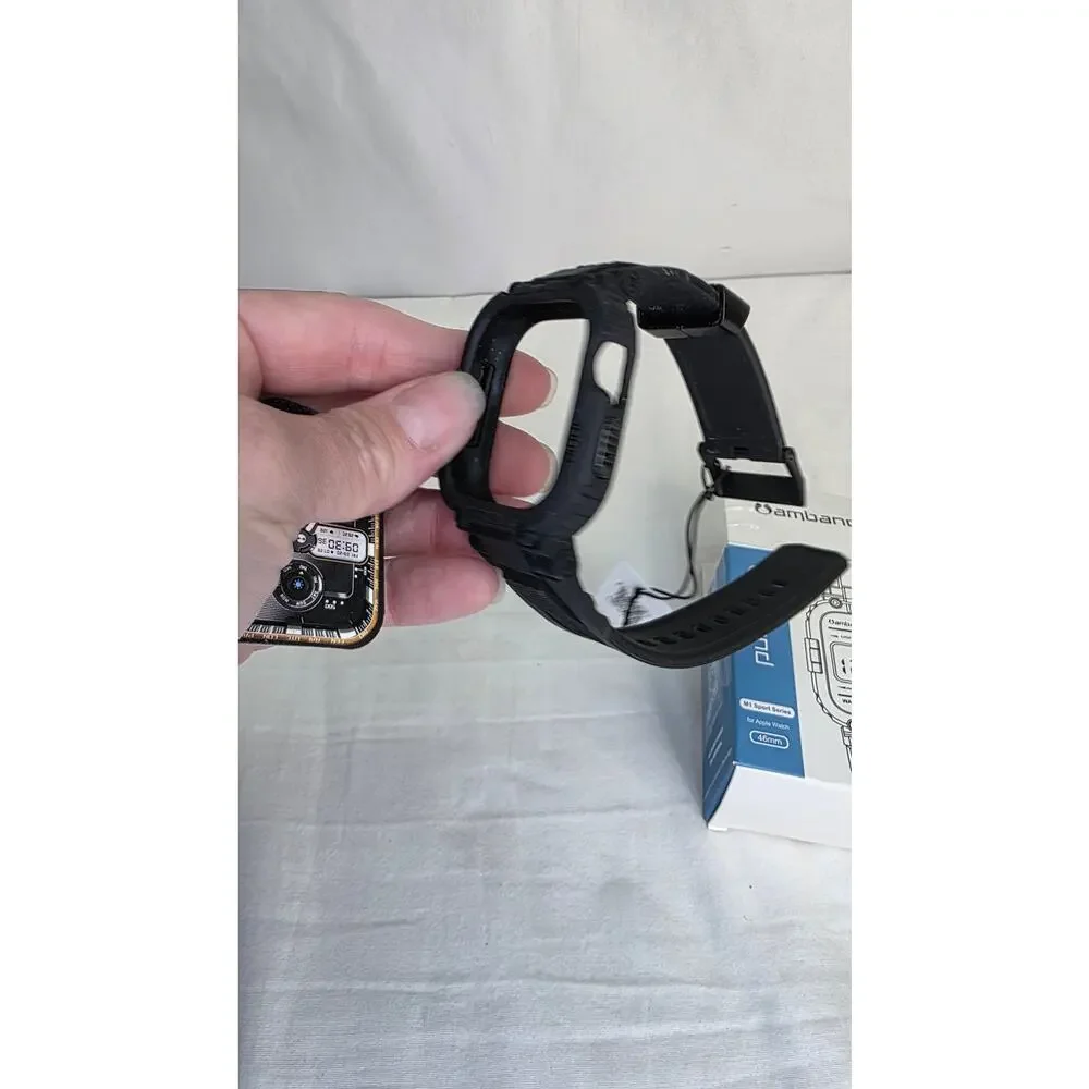 Black Watch Band Compatible w Apple Watch Series 11/10 46mm for Men M1 Rugged